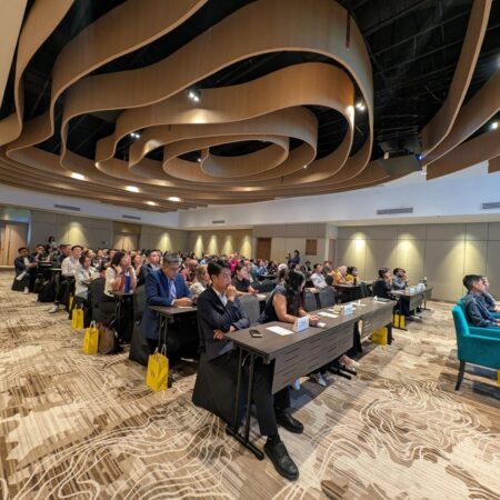 Delegates seated at tables during a session at RetailTech+ 2026, The Future of Retail Forum at MITEC Kuala Lumpur